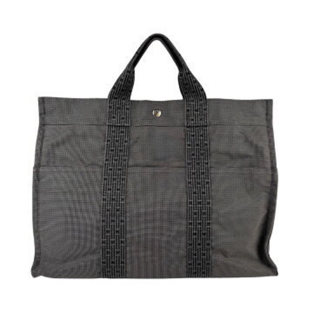 HERMES Handbag Tote Bag Yale Line Canvas Dark Grey
